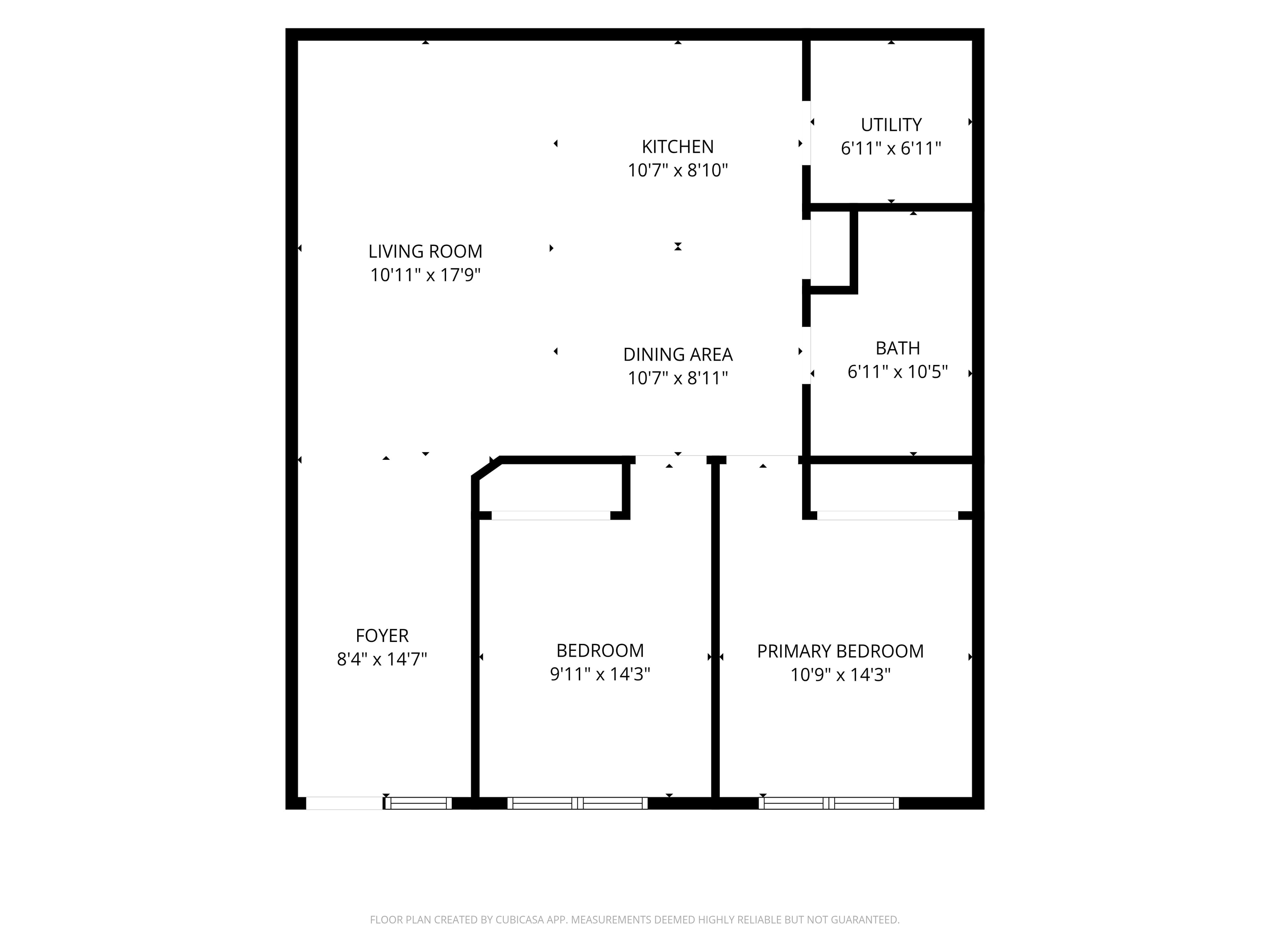 Dimensioned two-bedroom floor plan for Tillson Woods Unit 20.