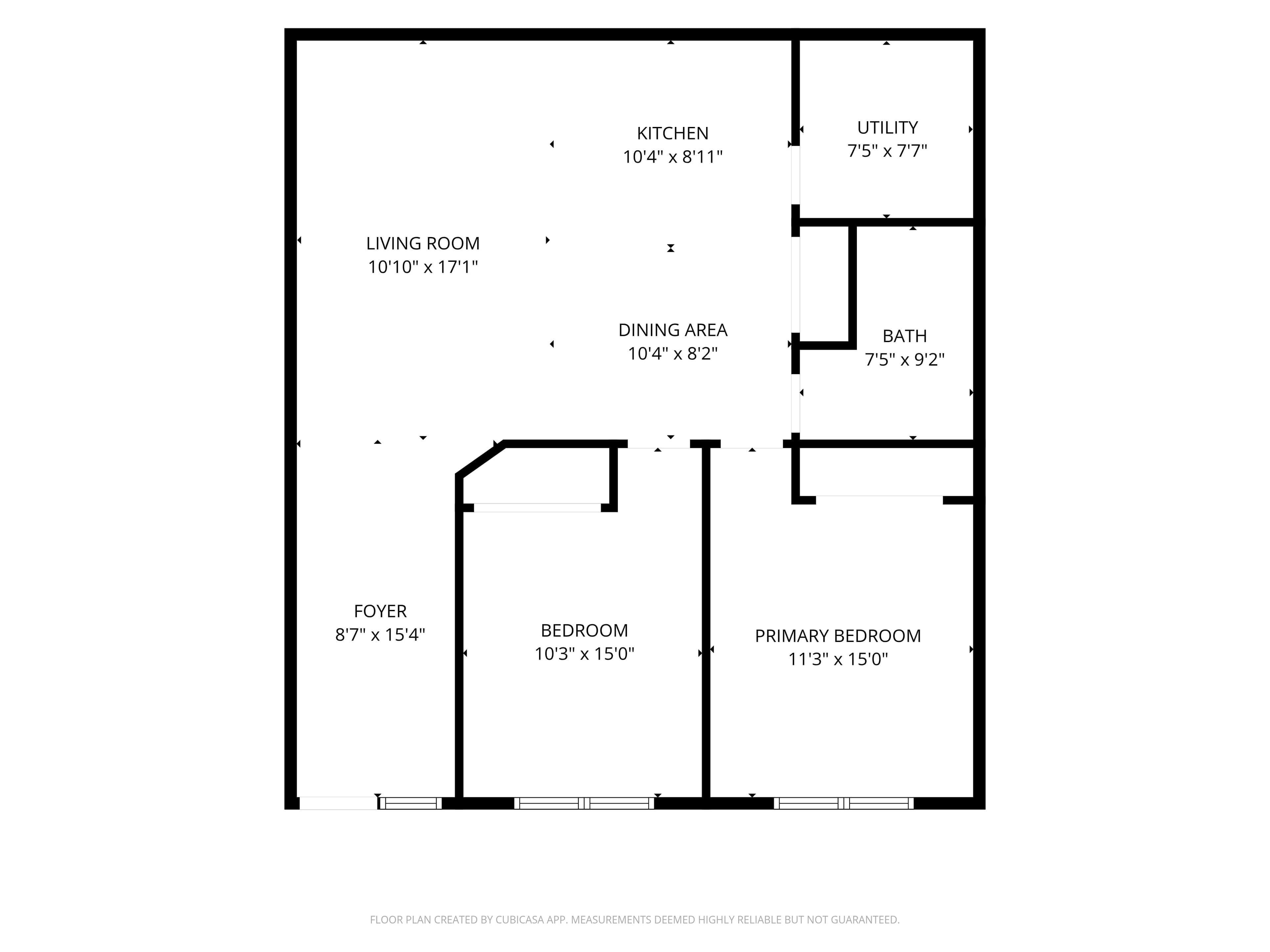 Dimensioned two-bedroom floor plan for Tillson Woods Unit 24.