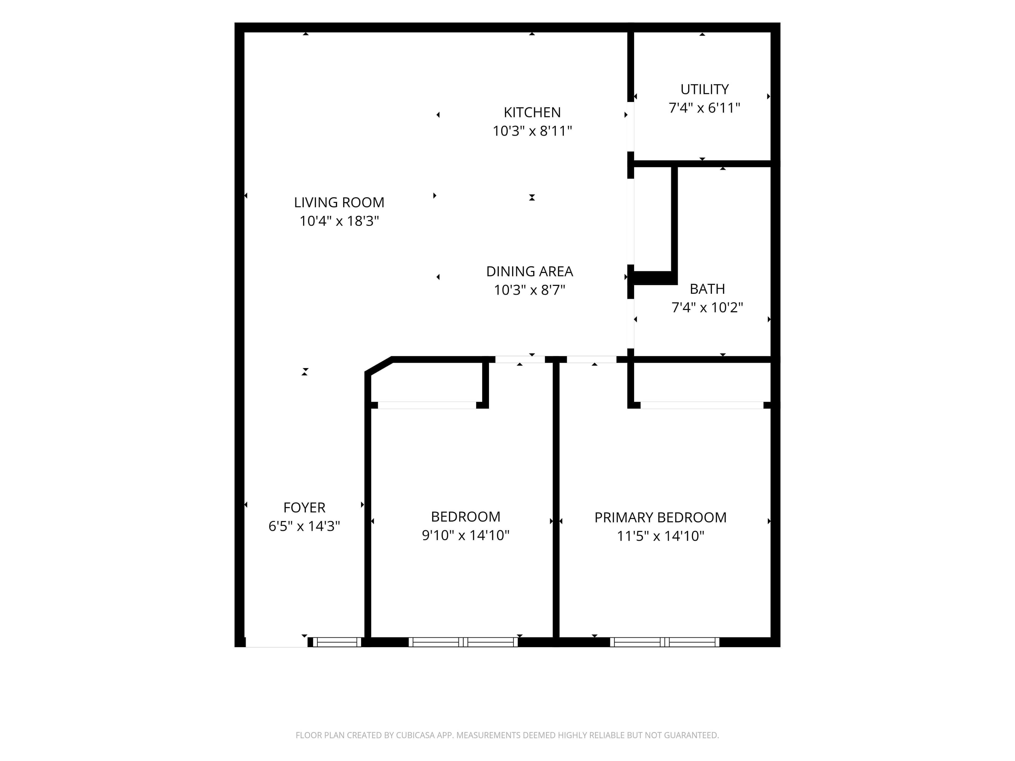 Dimensioned two-bedroom floor plan for Tillson Woods Unit 28.