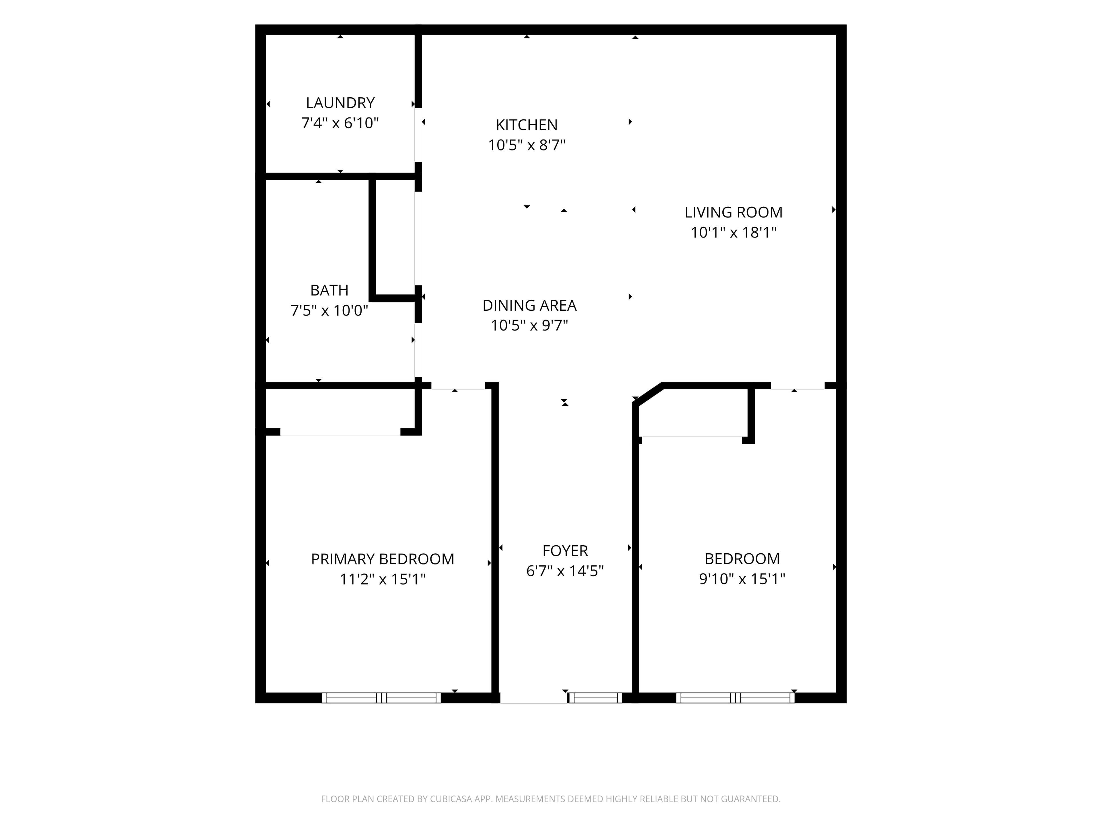Dimensioned two-bedroom floor plan for Tillson Woods Unit 30.