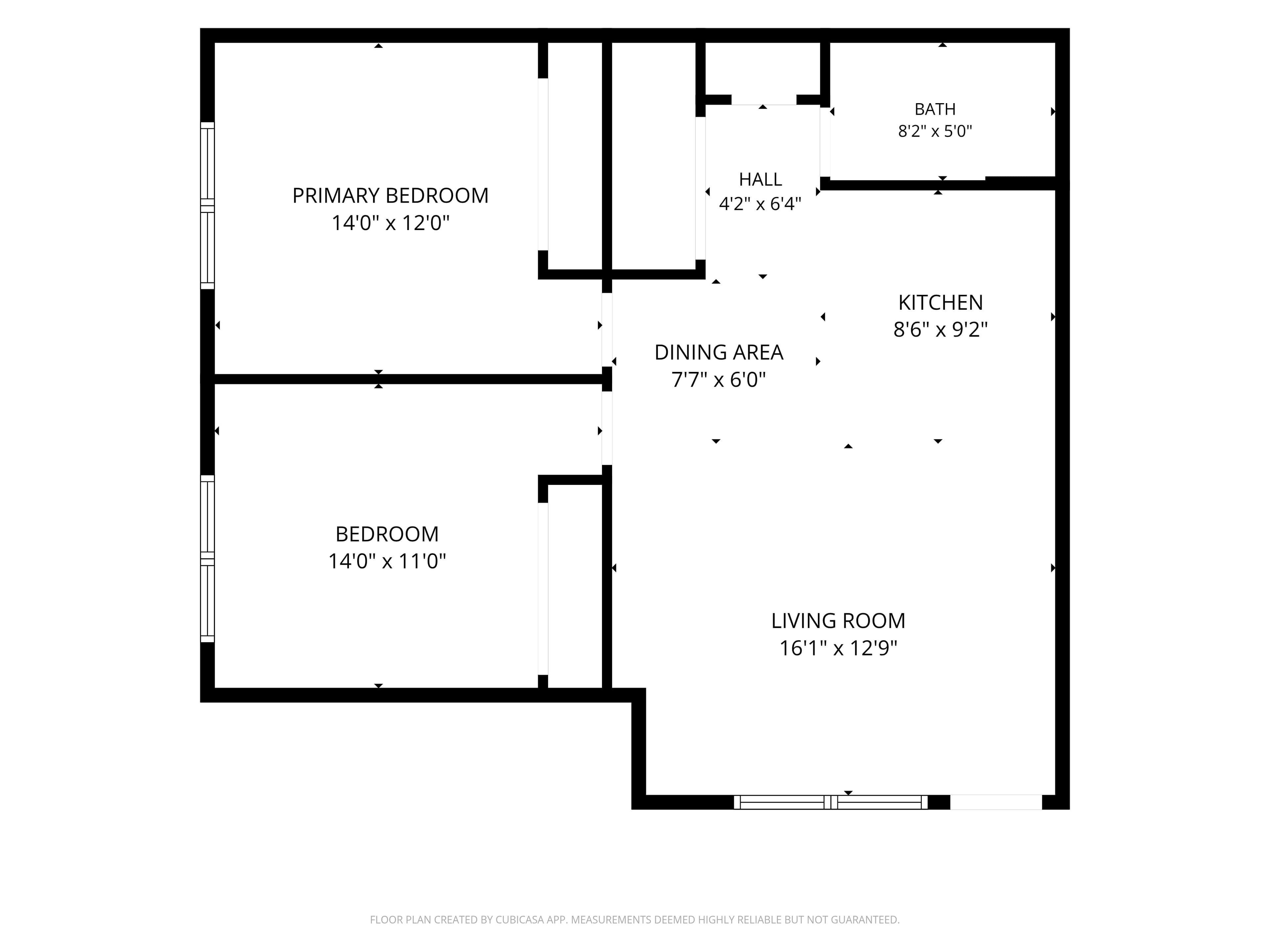 Dimensioned two-bedroom floor plan for Tillson Woods Unit 9.