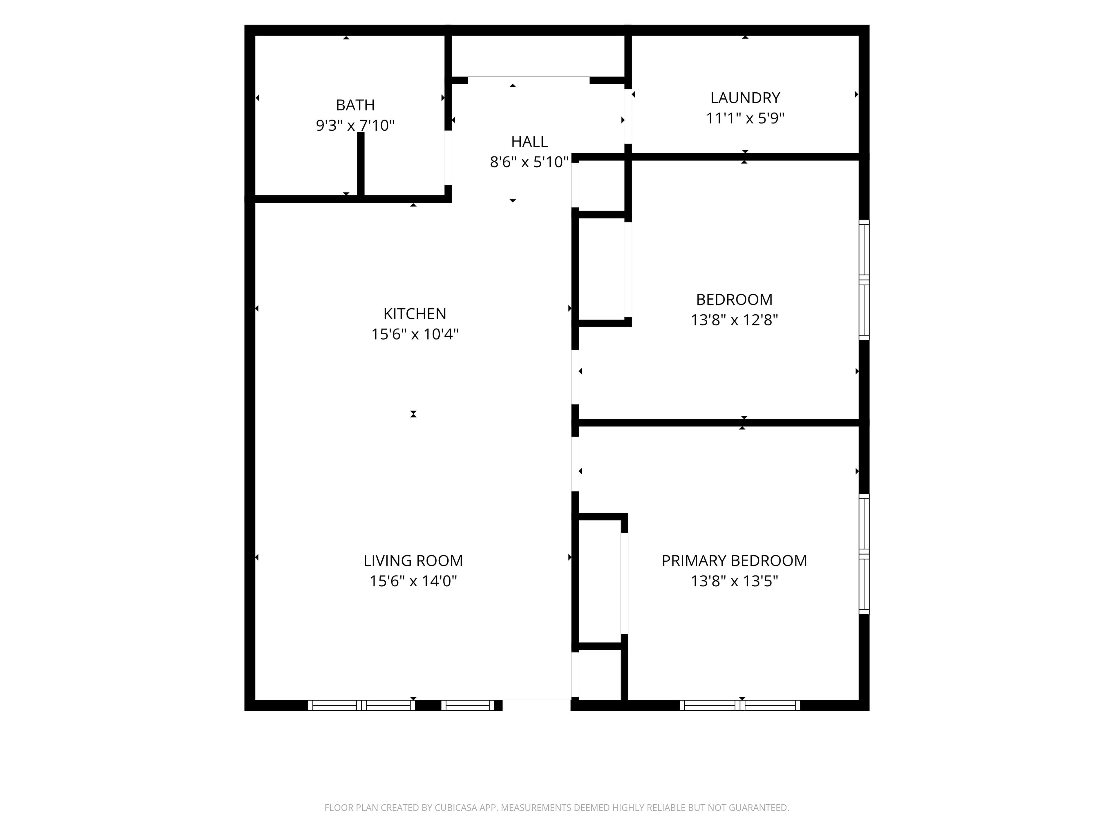 Dimensioned two-bedroom floor plan for Tillson Woods Unit 31.