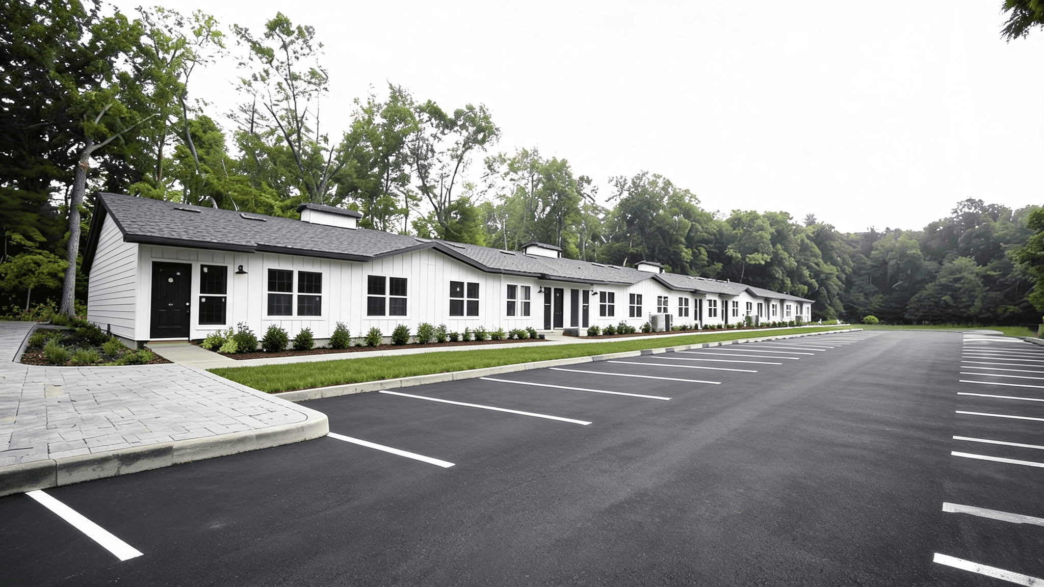 Concept view of single level residence row concept at Tillson Woods.