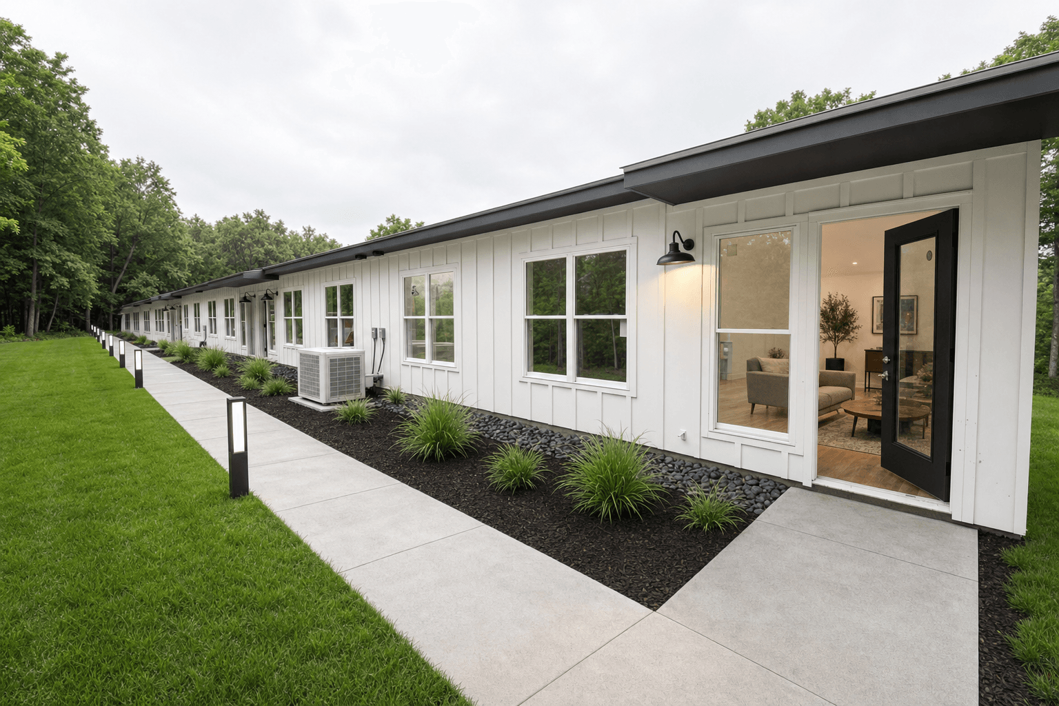 Concept view of residence entry row concept at Tillson Woods.