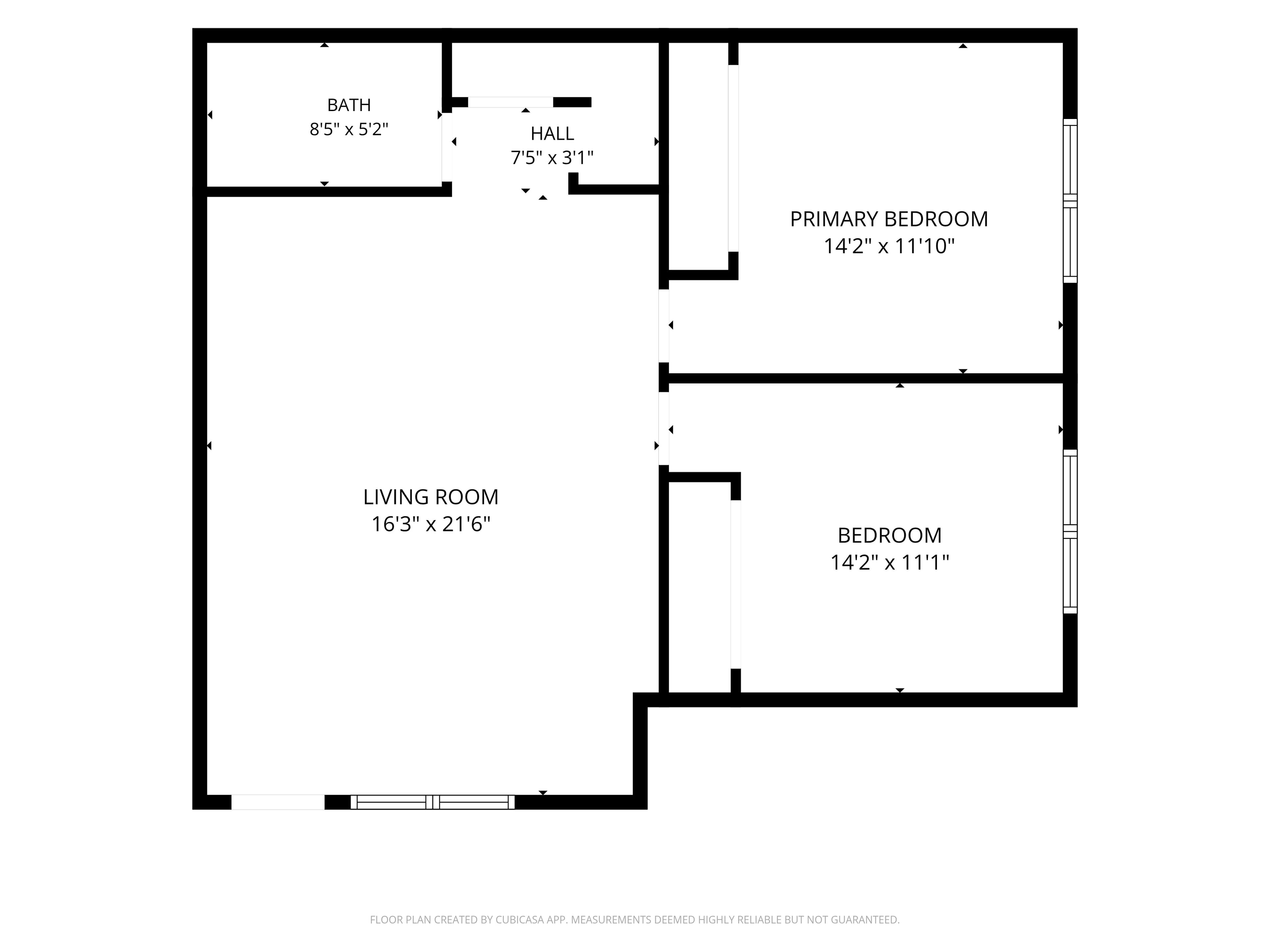 The Canopy representative two-bedroom floor plan at Tillson Woods.