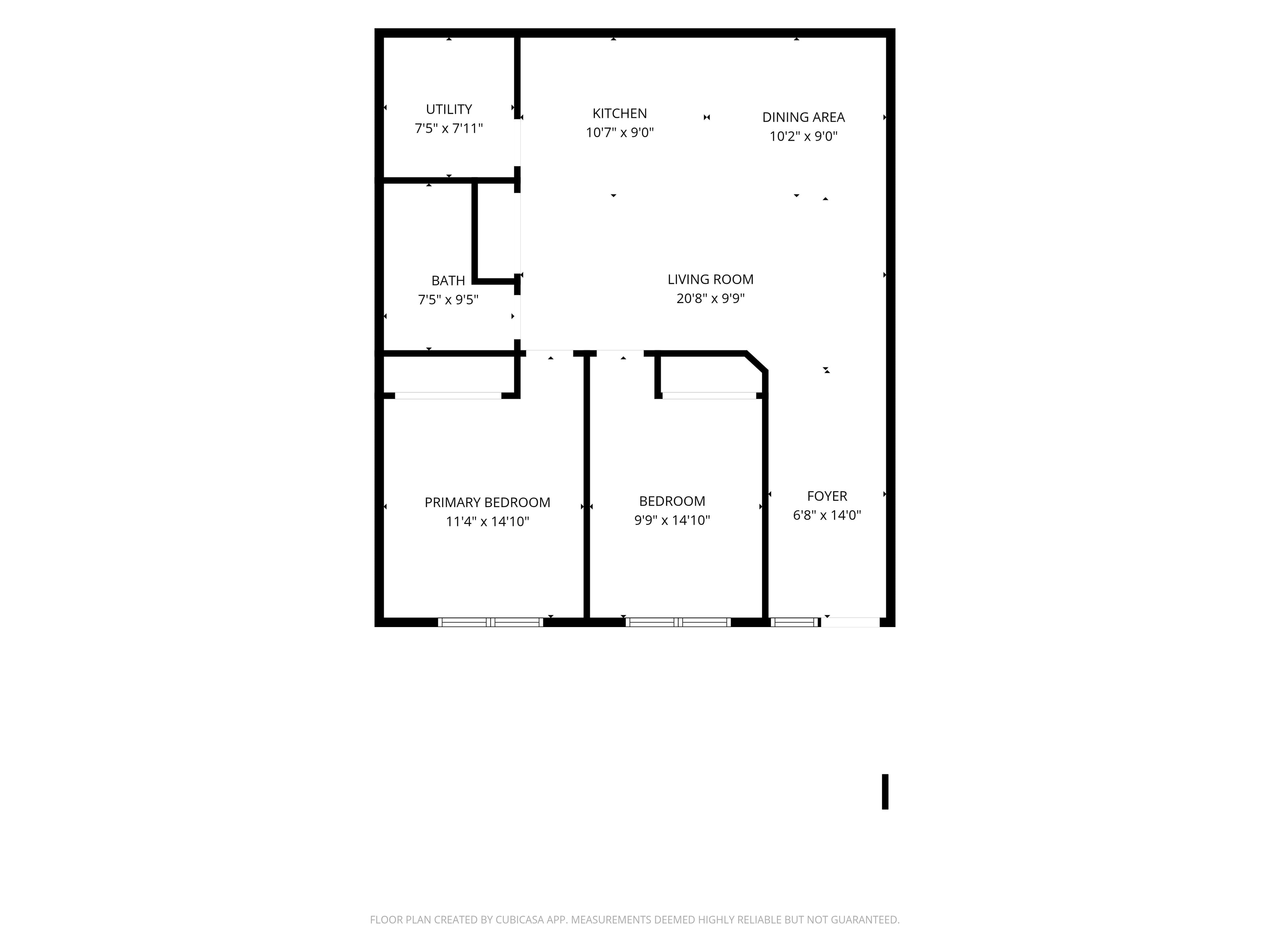 The Millhouse representative two-bedroom floor plan at Tillson Woods.