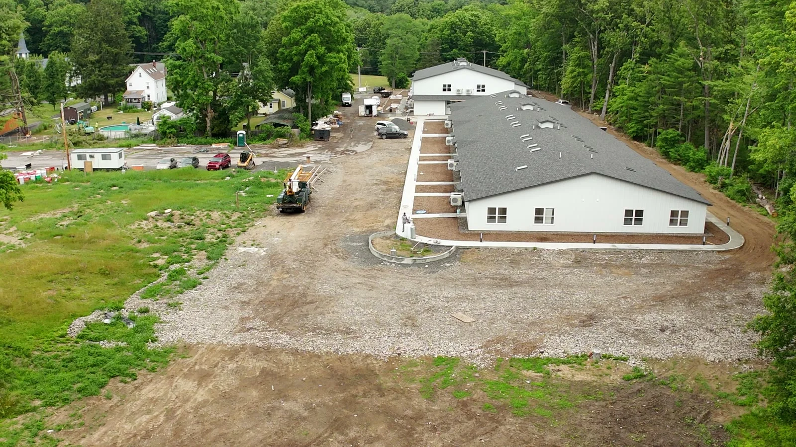 Aerial view of Tillson Woods during construction on June 18, 2026